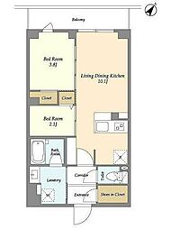 KDXレジデンス田園調布南 4階2LDKの間取り