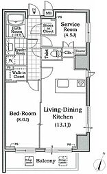 レジディア文京本駒込 13階1SLDKの間取り