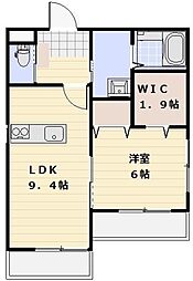 クレール・カーサ 1階1LDKの間取り
