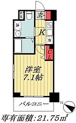 JR総武線 市川駅 徒歩6分の賃貸マンション 1階1Kの間取り