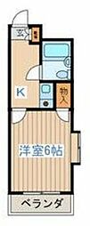 カーサ新高円寺 2階1Kの間取り
