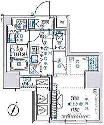 ルクレ墨田緑3 1Kの間取図画像
