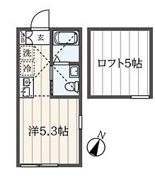 ランド横浜ウエスト 2階ワンルームの間取り