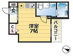 サンクラッソ神戸山手 3階ワンルームの間取り