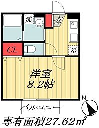 JR総武線 本八幡駅 徒歩17分の賃貸アパート 2階1Kの間取り