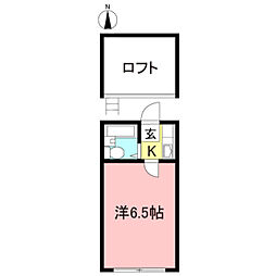 シャングリラ・Ｋ 2階ワンルームの間取り