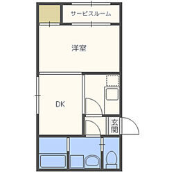 シャイニーハウス 1DKの間取図画像