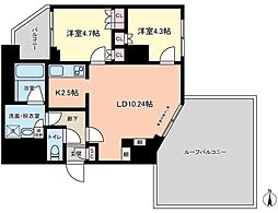 ヴィアーレ四谷 5階2LDKの間取り