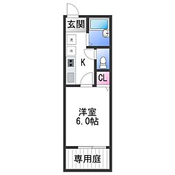 TJ西浜　B棟 1階1Kの間取り