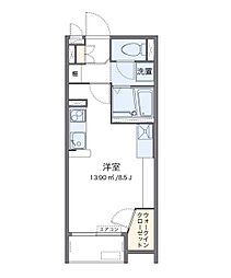 レオネクストグレイス紫蘭2 1Kの間取図画像