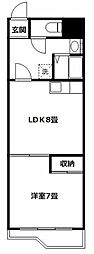 西武新宿線 沼袋駅 徒歩11分の賃貸マンション 4階1DKの間取り