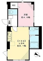 東急池上線 池上駅 徒歩14分の賃貸マンション 1階1LDKの間取り