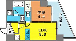 リノスタイル神戸下山手 3階1LDKの間取り