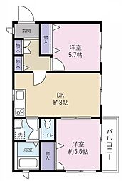 グランデュール永福 3階2DKの間取り