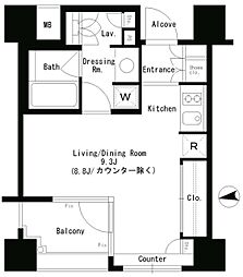 パークアクシス神楽坂ステージ ワンルームの間取図画像