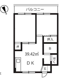 パークサイド南大井 2DKの間取図画像