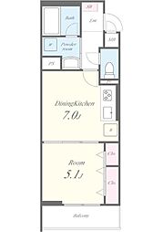 ファルケ　ヴィラ 2階1DKの間取り