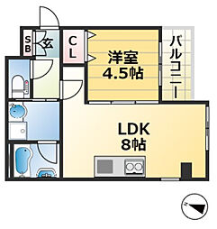 JR東海道・山陽本線 神戸駅 徒歩8分の賃貸マンション 2階1LDKの間取り