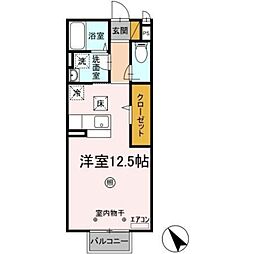 エスポワール緑が丘 1階ワンルームの間取り