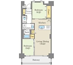 白壁リンクス 2LDKの間取図画像