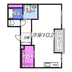 ヴィラペントハウス堺東 8階ワンルームの間取り