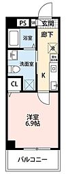 中台けやき苑 2階1Kの間取り