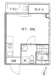 ファブール中村橋 3階ワンルームの間取り