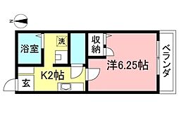 ミネルバ 202 2階1Kの間取り