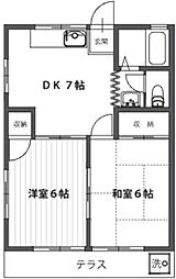 鈴木ハイツ 2DKの間取図画像