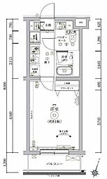 アルテシモデュース 1Kの間取図画像