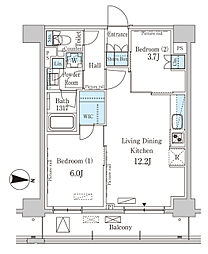 パークアクシス押上サウス 2LDKの間取図画像