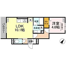 アメティスタ相模が丘 1LDKの間取図画像