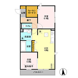 パーク・MIZUKI 2LDKの間取図画像