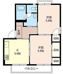 アネックス・弐番館 2DKの間取図画像