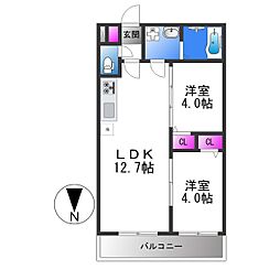 Tio Grace 2LDKの間取図画像