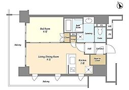 JPノイエ三田 7階1LDKの間取り