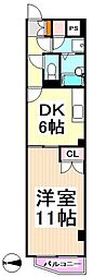 マイスタークエーレ西新宿 1DKの間取図画像