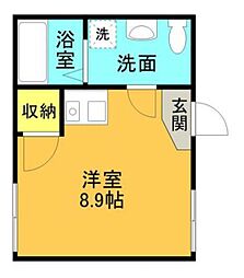 セレーノプリモI 3階ワンルームの間取り