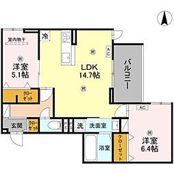 Osaka Metro長堀鶴見緑地線 今福鶴見駅 徒歩8分の賃貸アパート 3階2LDKの間取り