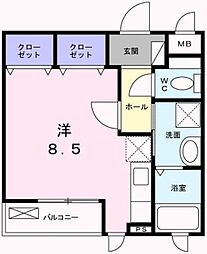 ルミエール 2階ワンルームの間取り