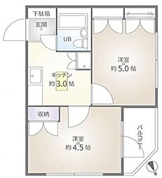 スカイコート西新井 1階2Kの間取り