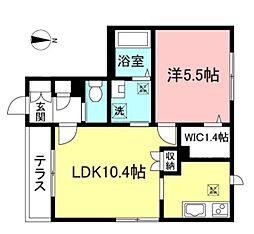 西武国分寺線 鷹の台駅 徒歩7分の賃貸マンション 1階1LDKの間取り