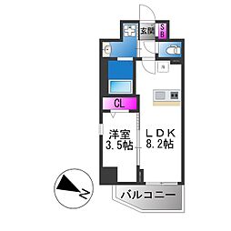 アドバンス大阪メルディア 1LDKの間取図画像