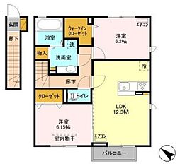 ポテトドゥーエ 2階2LDKの間取り