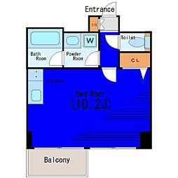京急本線 立会川駅 徒歩9分の賃貸マンション 6階ワンルームの間取り