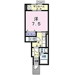 コマンドール 1Kの間取図画像