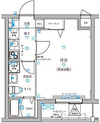 グランドエグザ親水公園1 1Kの間取図画像