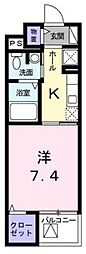 ハッピーベル 1Kの間取図画像
