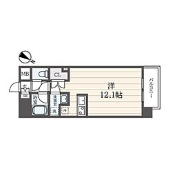Ｌ−Ｆｌａｔ横浜大通り公園 6階ワンルームの間取り