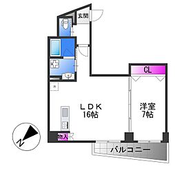 近鉄大阪線 長瀬駅 徒歩1分の賃貸マンション 6階1LDKの間取り